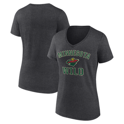 Women's Logo Athletic  Heather Charcoal Minnesota Wild Arch Victory V-Neck T-Shirt
