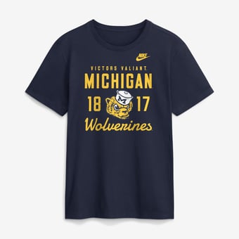 Men's Nike  Navy Michigan Wolverines Legacy Stacked Established T-Shirt