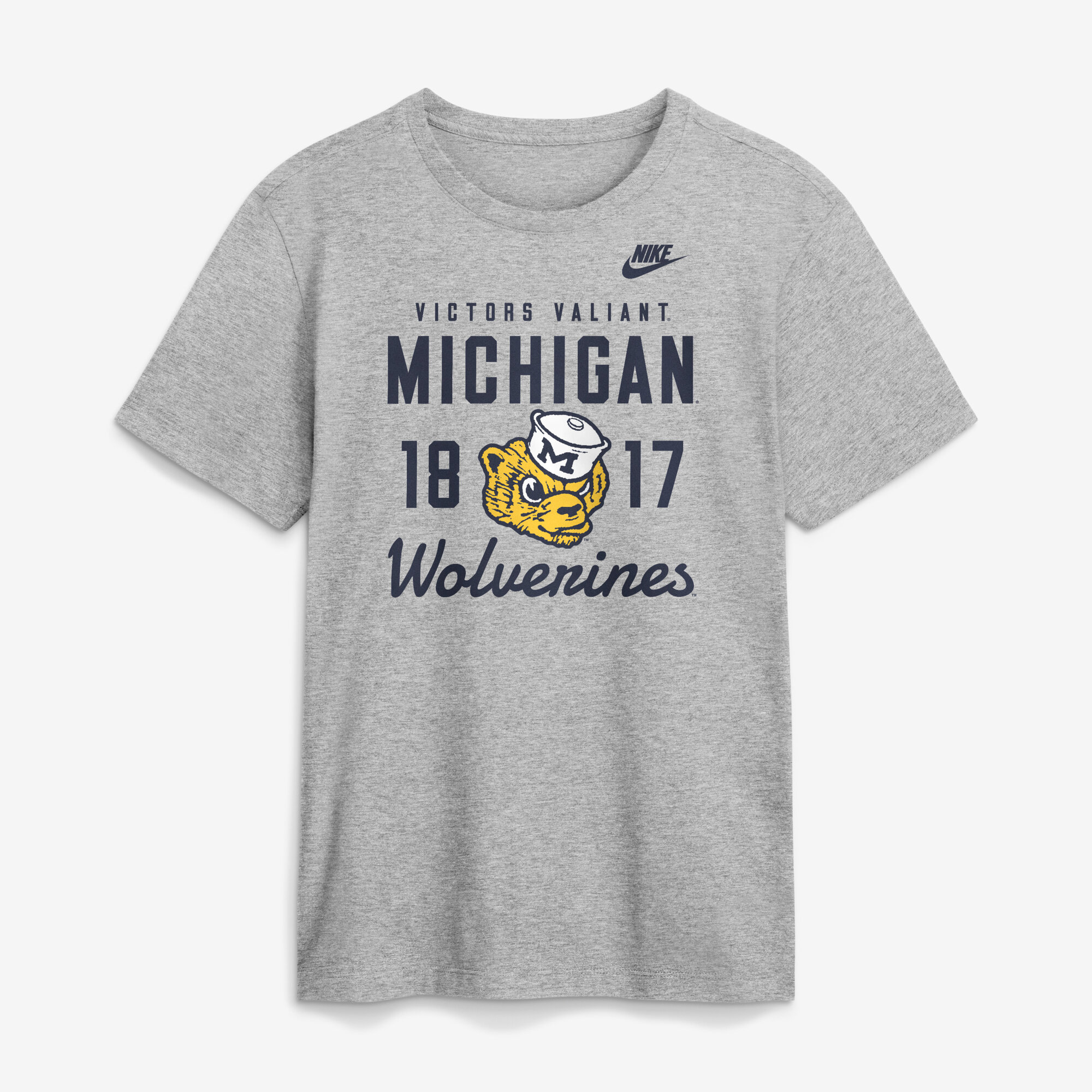 Men's Nike  Gray Michigan Wolverines Legacy Stacked Established T-Shirt