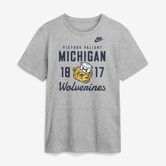 Men's Nike  Gray Michigan Wolverines Legacy Stacked Established T-Shirt