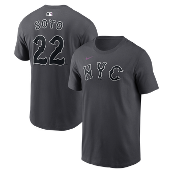 Men's Nike Juan Soto Anthracite New York Mets City Connect Name & Number T-Shirt