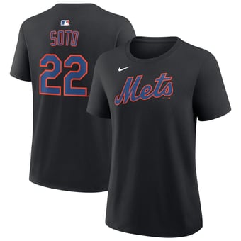 Women's Nike Juan Soto Black New York Mets Name & Number T-Shirt