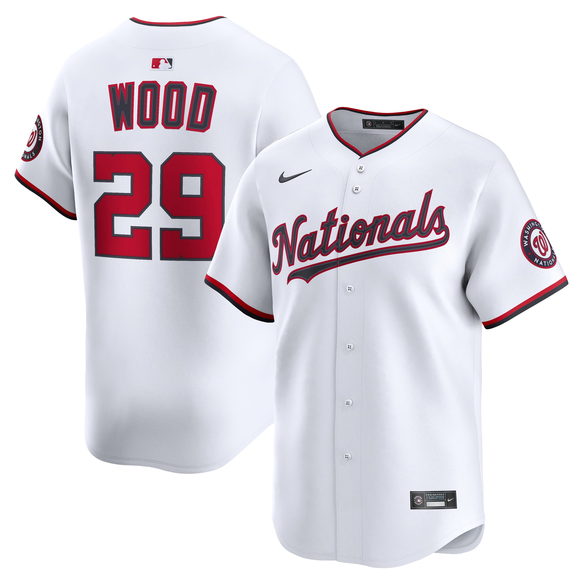 Men's Nike James Wood White Washington Nationals Home Limited Jersey