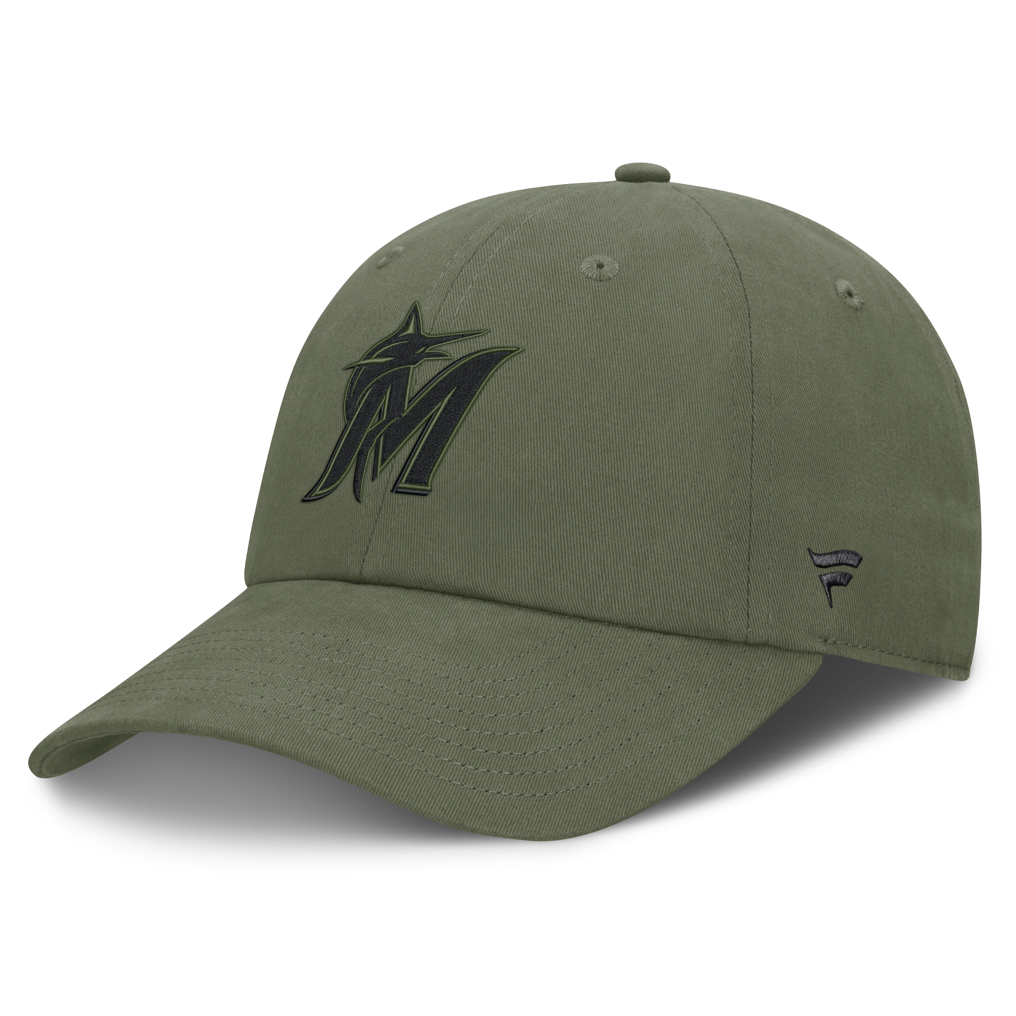 Men's Fanatics  Olive Miami Marlins Pine Rider Adjustable Hat