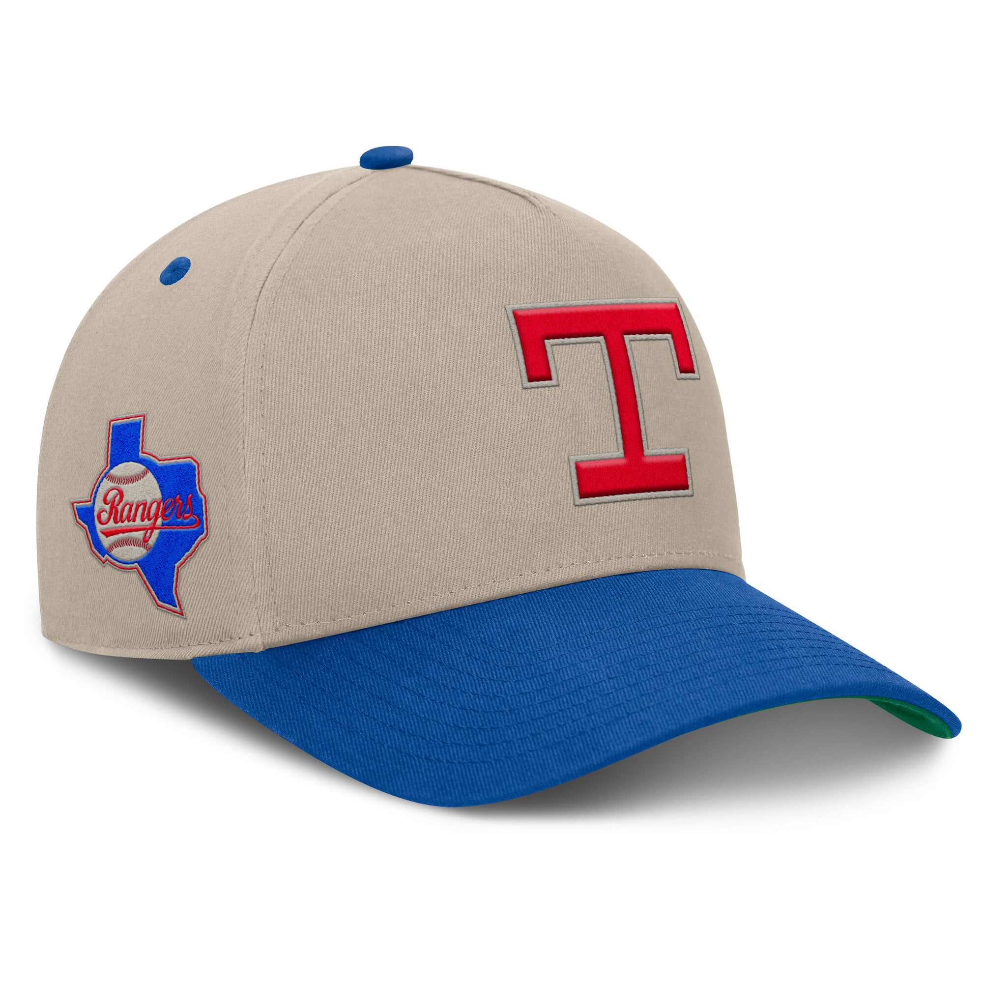 Men's Fanatics Khaki/Royal Texas Rangers Veteran A-Frame Adjustable Hat