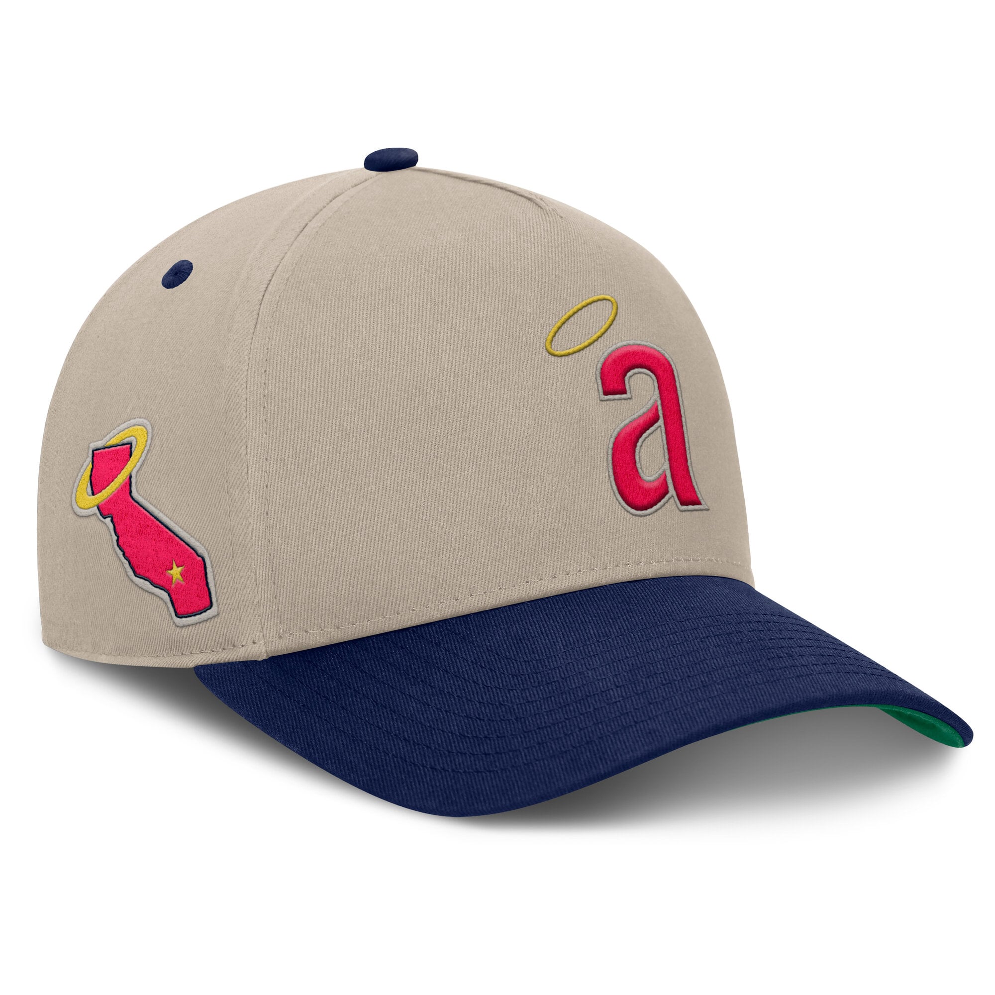 Men's Fanatics Khaki/Navy California Angels Cooperstown Collection Veteran A-Frame Adjustable Hat