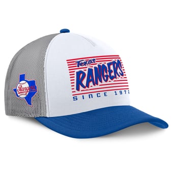 Men's Fanatics White/Royal Texas Rangers On Deck A-Frame Snapback Hat
