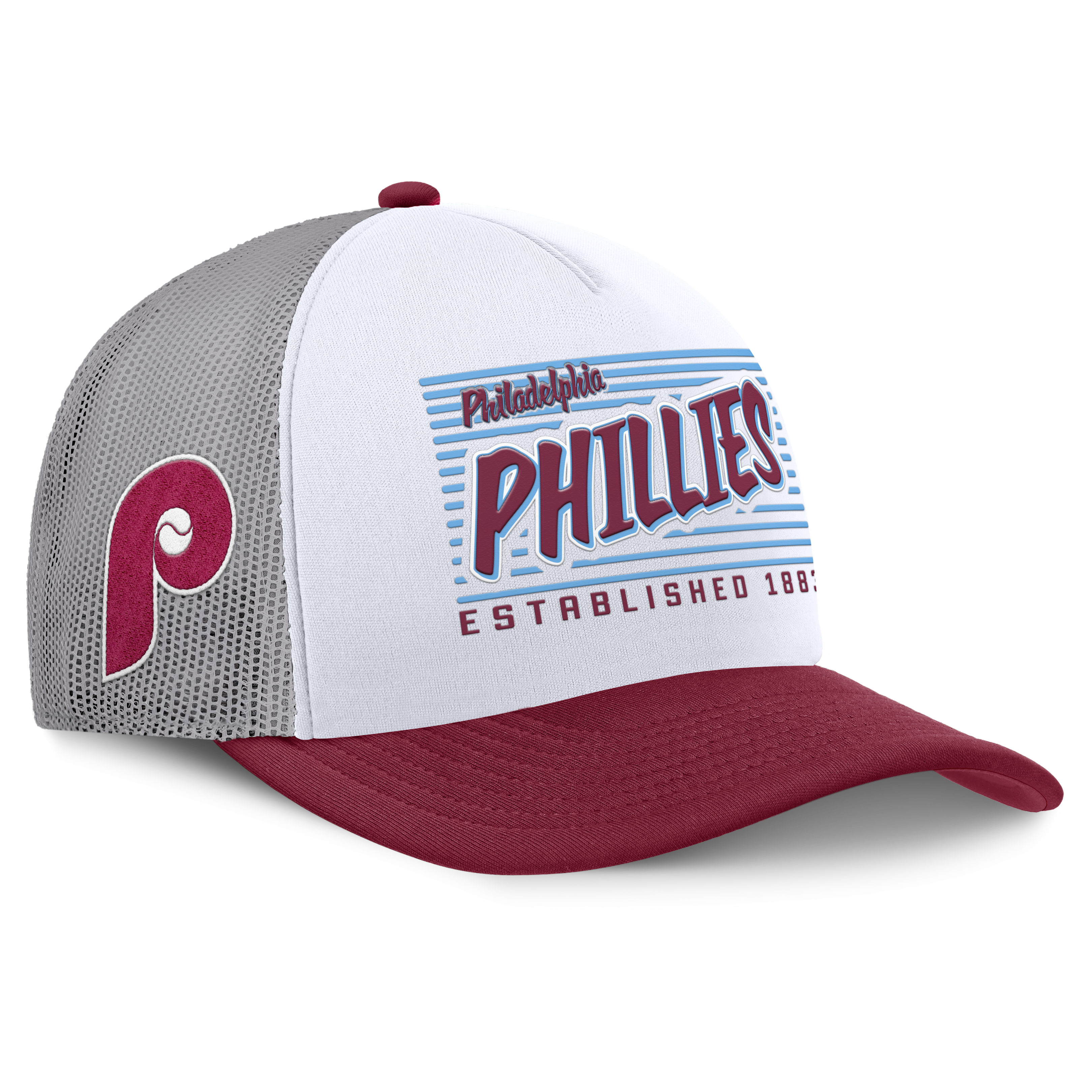 Men's Fanatics White/Burgundy Philadelphia Phillies On Deck A-Frame Snapback Hat