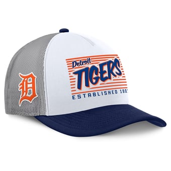 Men's Fanatics White/Navy Detroit Tigers On Deck A-Frame Snapback Hat