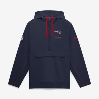 Men's Nike Navy New England Patriots Sideline Logo Glory Anorak Half-Zip Hooded Jacket