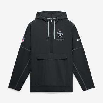 Men's Nike Black Las Vegas Raiders Sideline Logo Glory Anorak Half-Zip Hooded Jacket