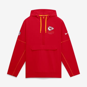 Men's Nike Red Kansas City Chiefs Sideline Logo Glory Anorak Half-Zip Hooded Jacket