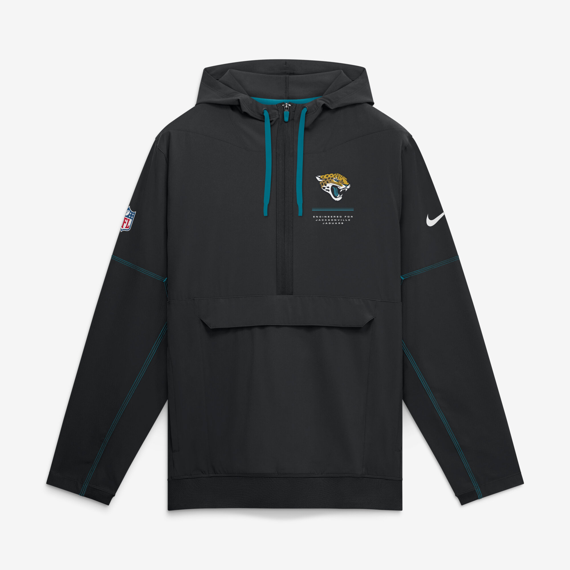 Men's Nike Black Jacksonville Jaguars Sideline Logo Glory Anorak Half-Zip Hooded Jacket