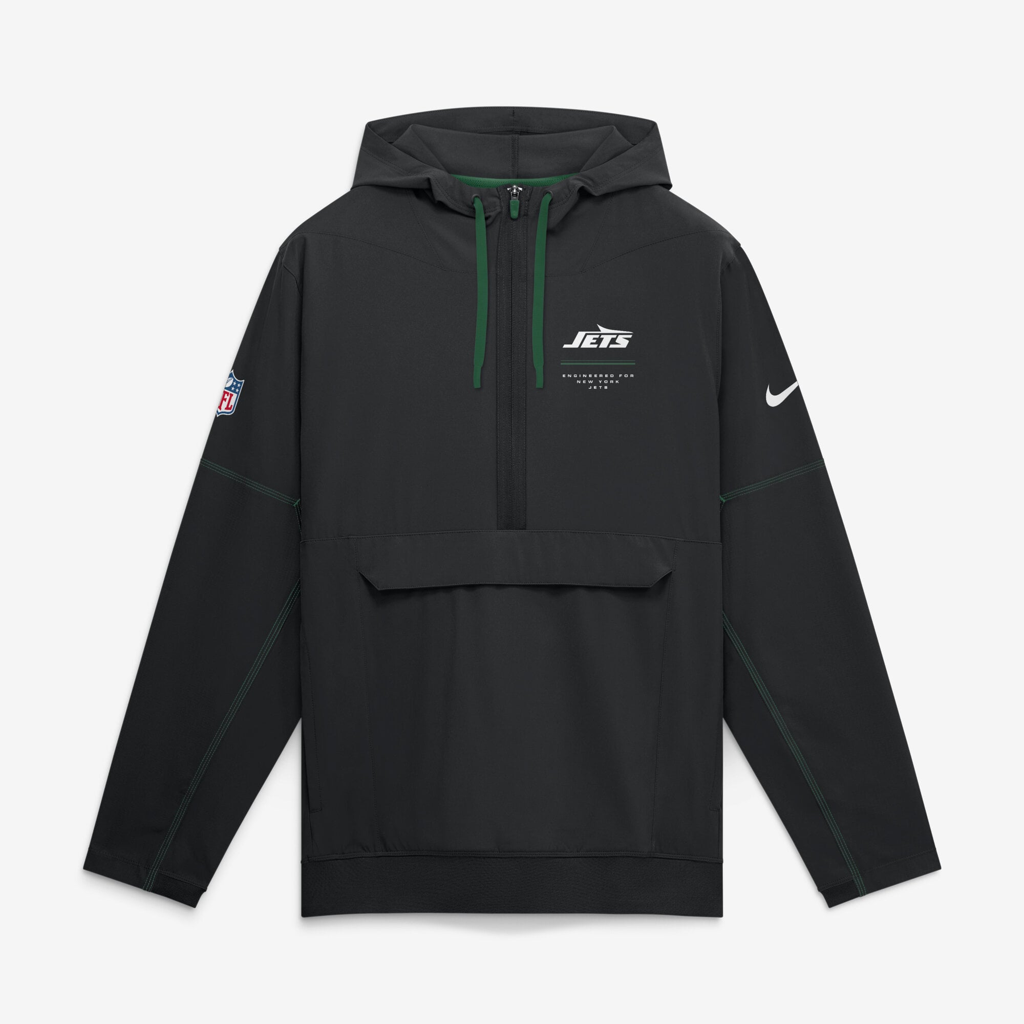 Men’s Nike Black New York Jets Sideline Logo Glory Anorak Half-Zip Hooded Jacket