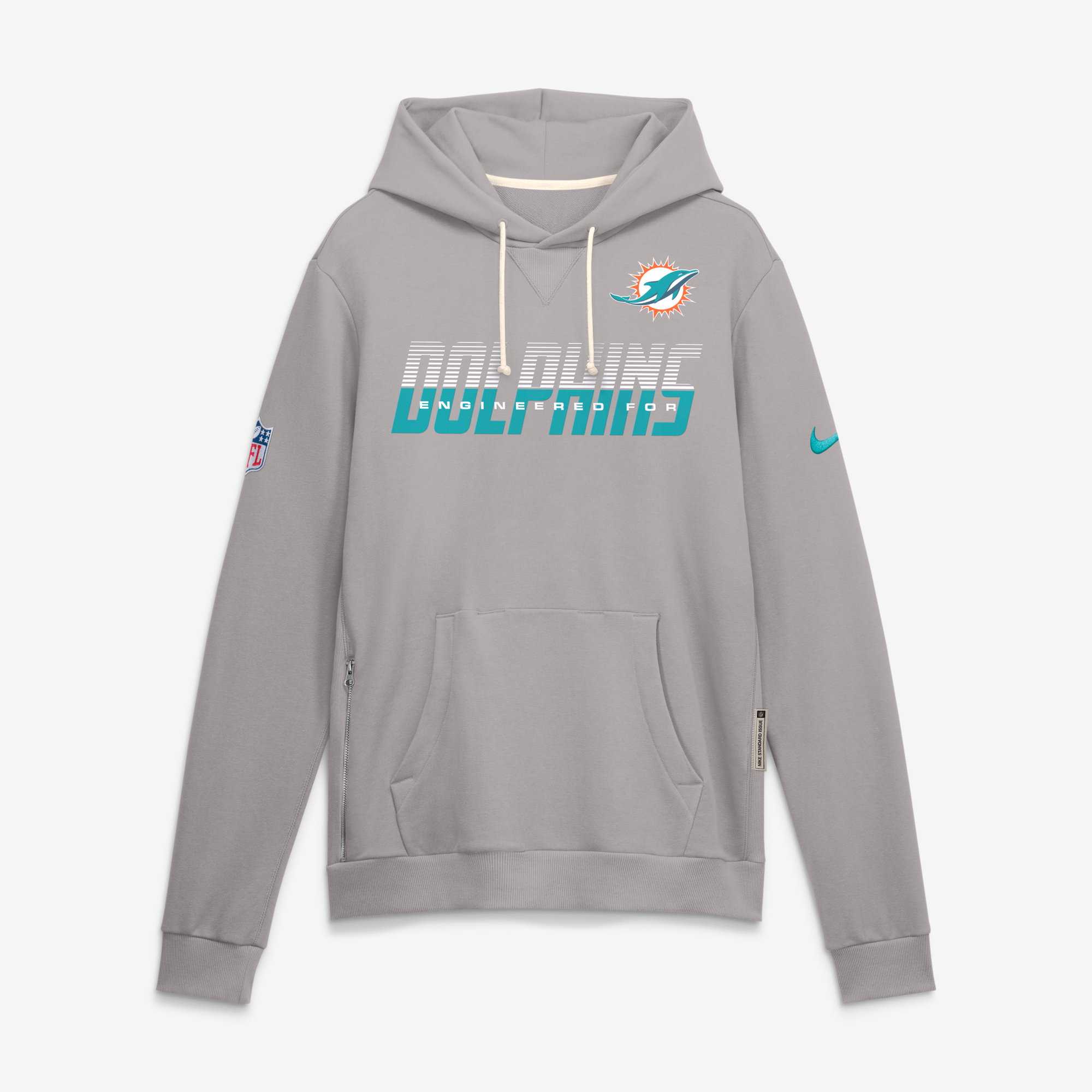Miami Dolphins Sideline Standard Issue Nike Men's Dri-FIT NFL Pullover Hoodie in Grey | 03AZ09T9P-SX8