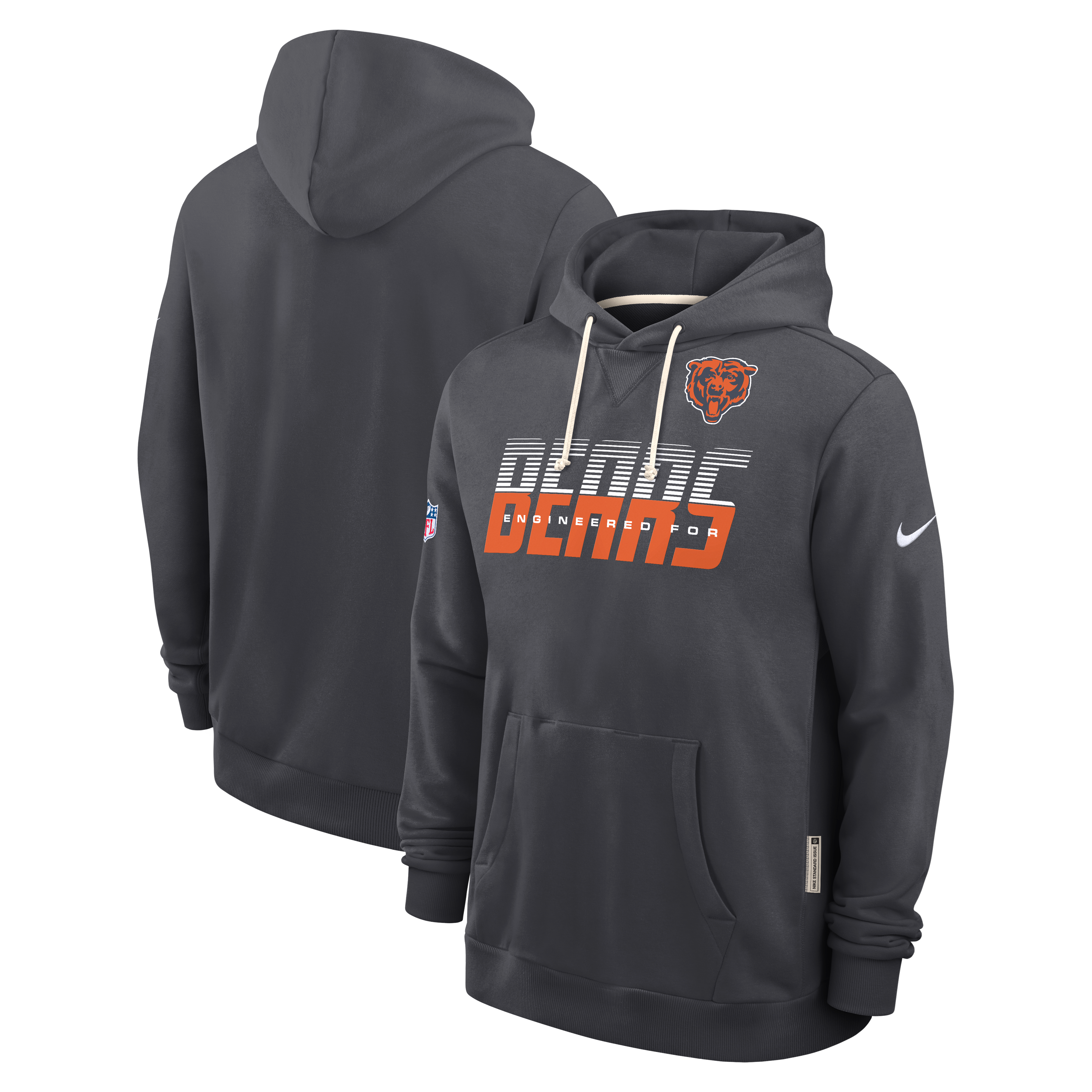 Men’s Nike Charcoal Chicago Bears Sideline Standard Issue Top Prospect Dri-FIT Hoodie