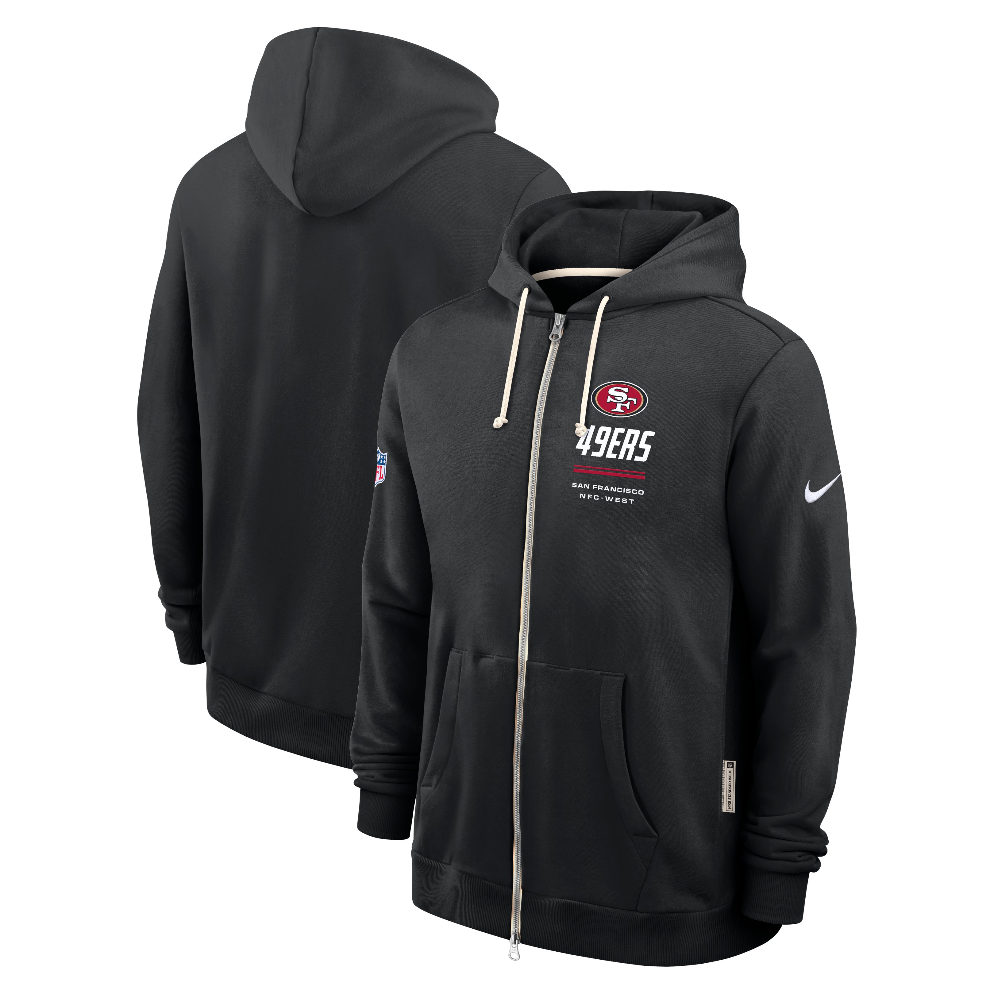Men's Nike Black San Francisco 49ers Sideline Standard Issue Dri-FIT Full-Zip Hoodie