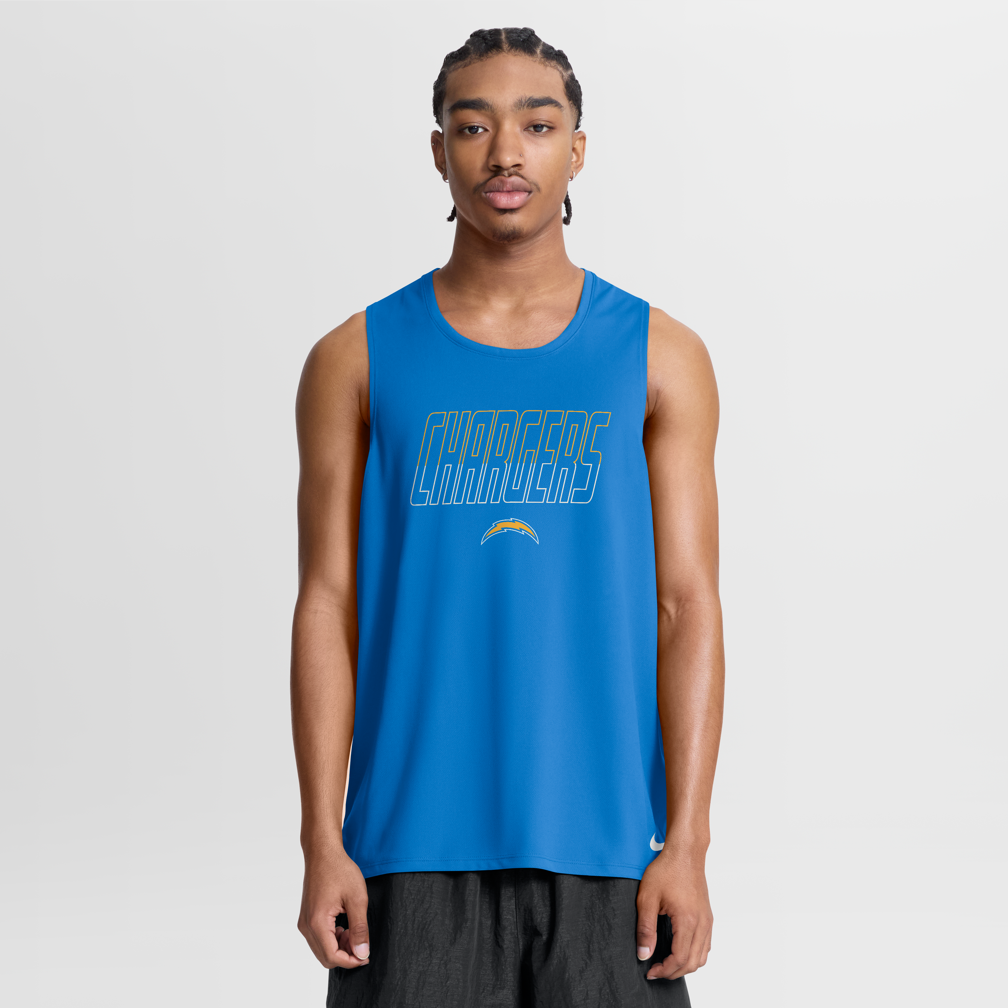 Men’s Nike Powder Blue Los Angeles Chargers Kickoff Miler Dri-FIT Tank Top Men’s Nike Powder Blue Los Angeles Chargers Kickoff Miler Dri-FIT Tank Top