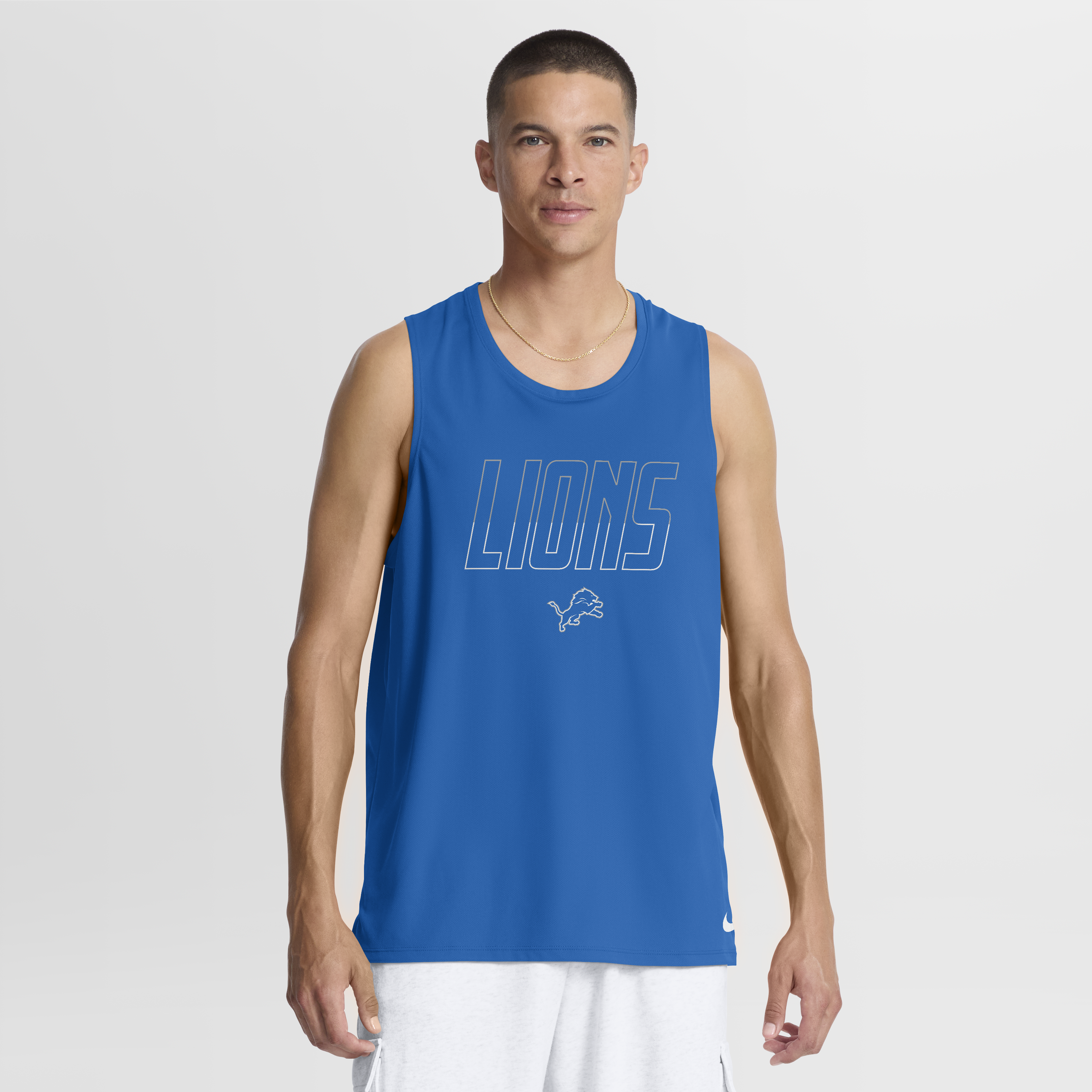 Men's Nike Blue Detroit Lions Kickoff Miler Dri-FIT Tank​ Top