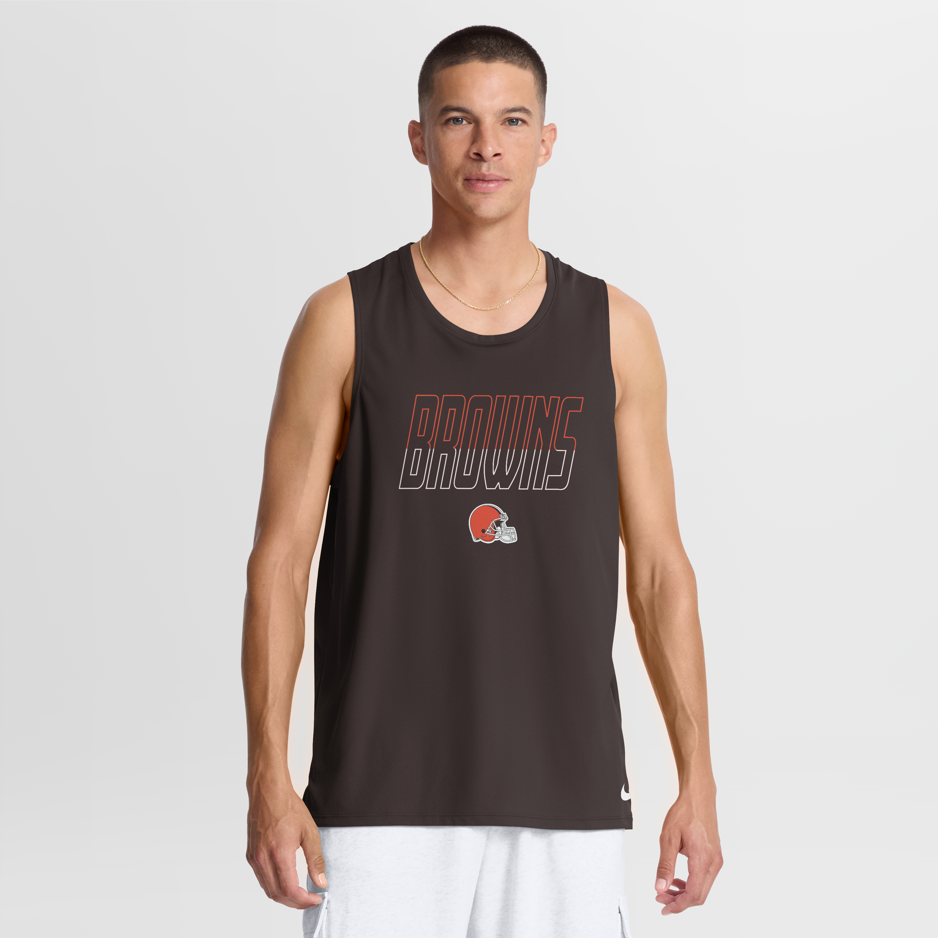 Men’s Nike Brown Cleveland Browns Kickoff Miler Dri-FIT Tank Top Men’s Nike Brown Cleveland Browns Kickoff Miler Dri-FIT Tank Top