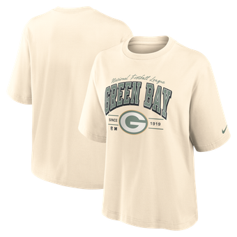Women's Nike Cream Green Bay Packers Vintage Mod Boxy T-Shirt