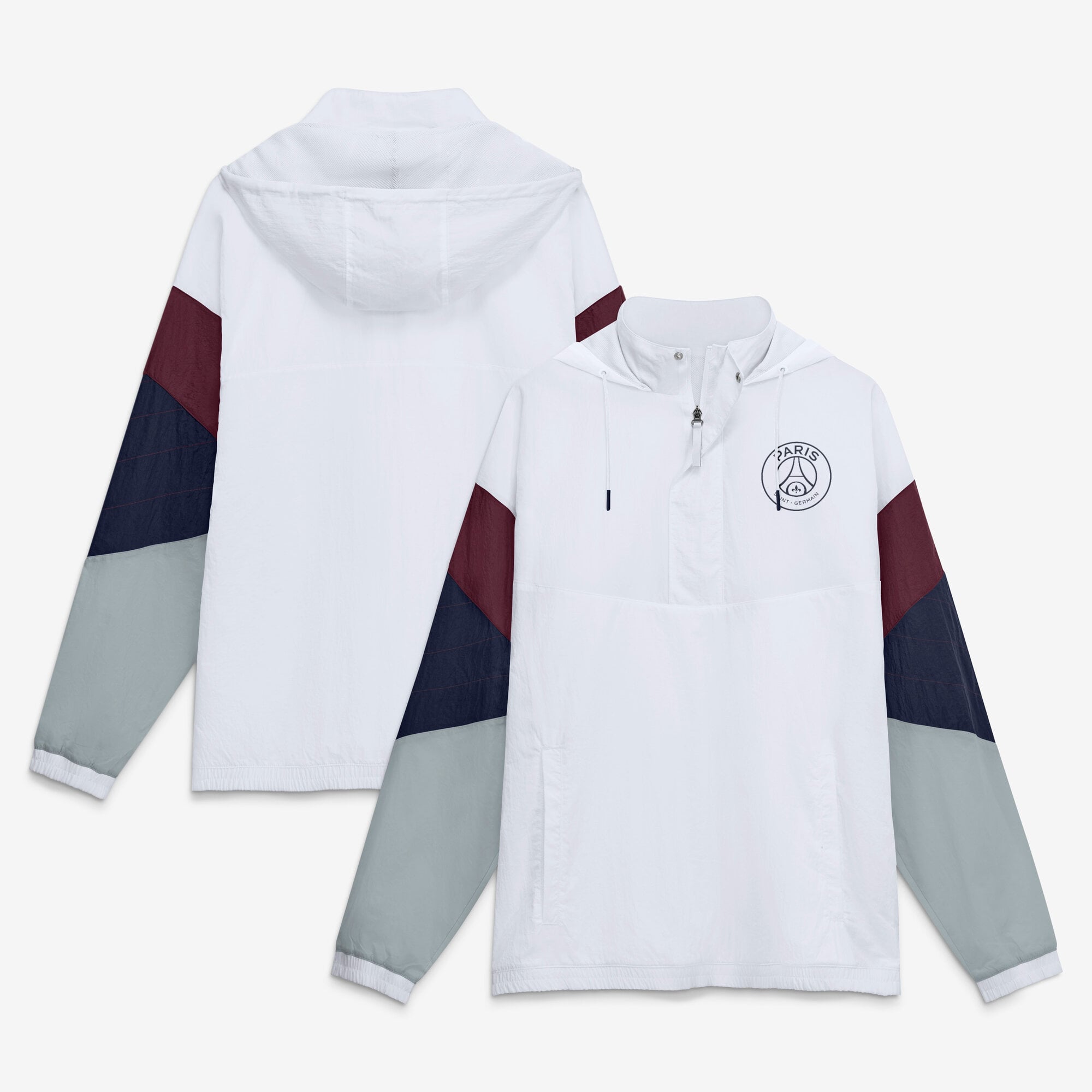 Men's Fanatics White Paris Saint-Germain Hooded Quarter-Zip Track Jacket