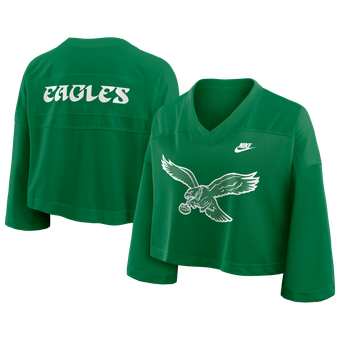 Women's Nike Kelly Green Philadelphia Eagles Rewind Cropped Mesh Dri-FIT Fashion Jersey