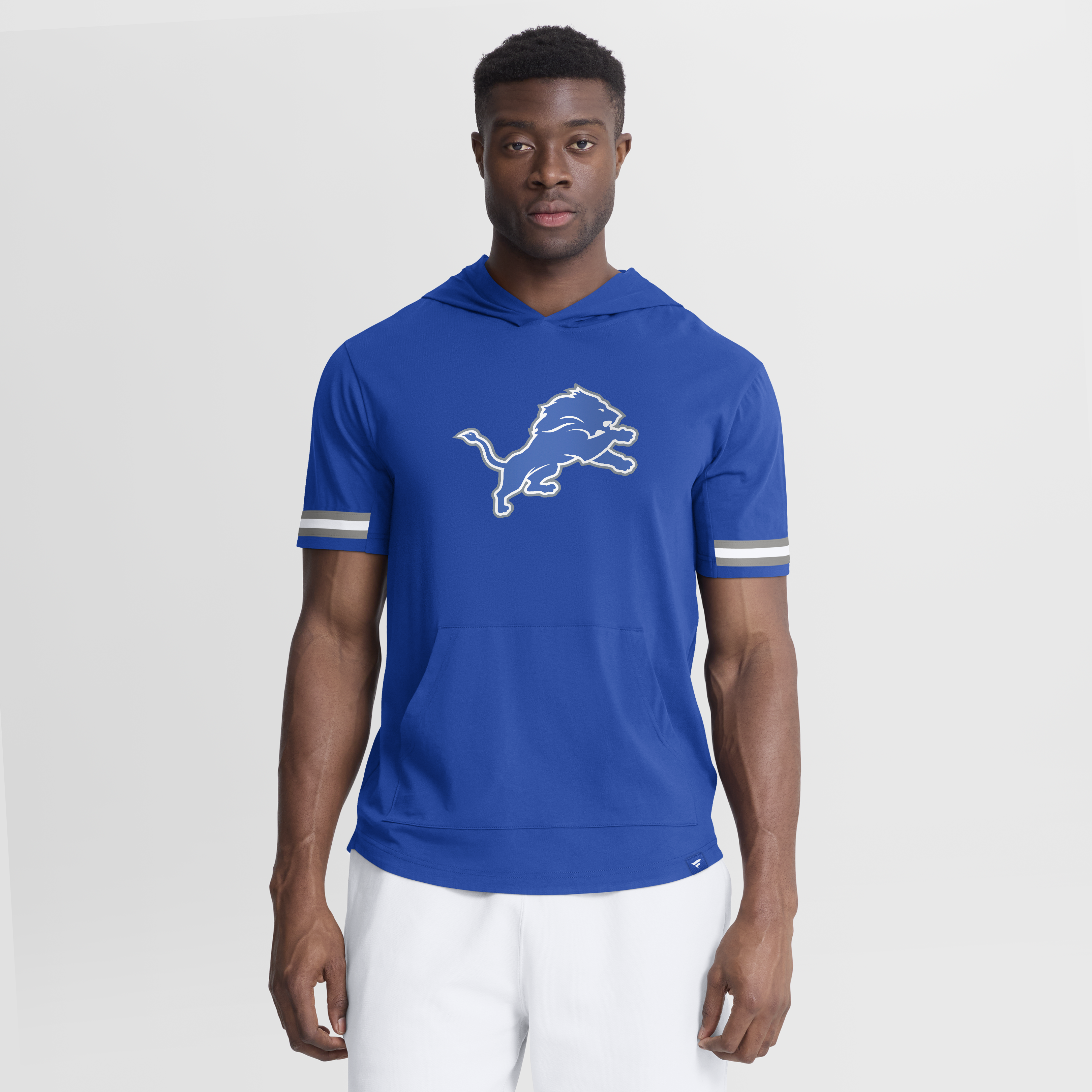 Men's Fanatics Blue Detroit Lions Optimal Play Short Sleeve Hooded T-Shirt