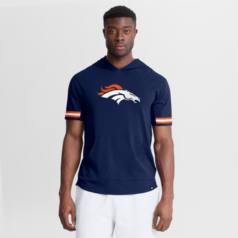 Men's Fanatics Navy Denver Broncos Optimal Play Short Sleeve Hooded T-Shirt