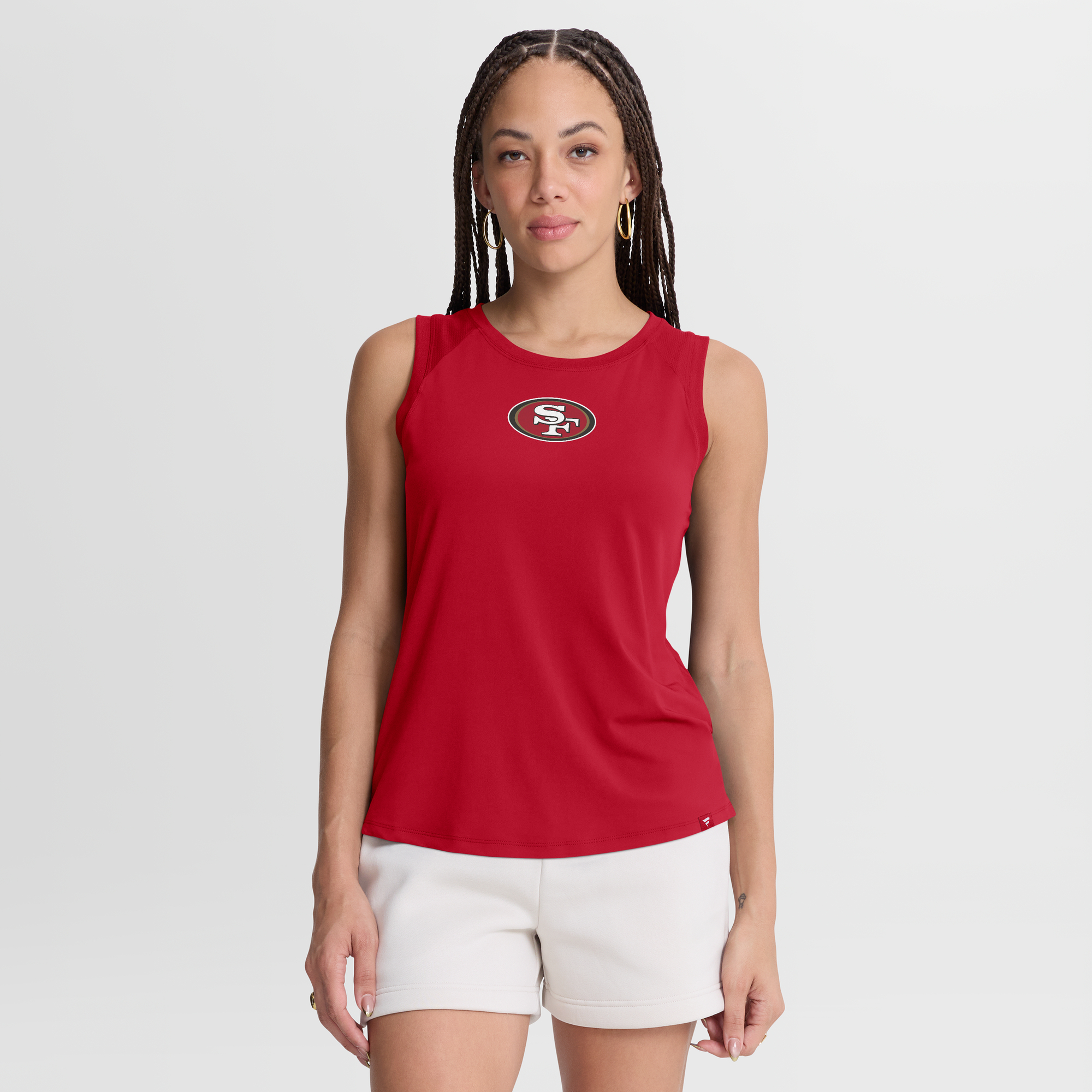 Women's Fanatics Scarlet San Francisco 49ers Draped Mesh Back Performance Tank Top