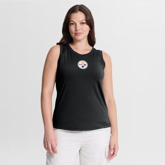 Women's Fanatics Black Pittsburgh Steelers Draped Mesh Back Performance? Tank Top