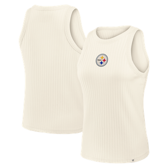 Women's Fanatics Cream Pittsburgh Steelers Star Play Tri-Blend Ribbed Tank Top