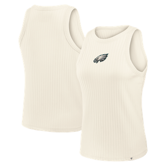 Women's Fanatics Cream Philadelphia Eagles Star Play Tri-Blend Ribbed Tank Top