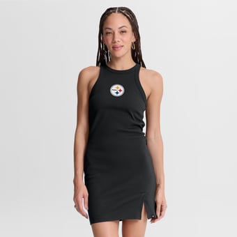 Women's Fanatics Black Pittsburgh Steelers Push Beyond Tri-Blend Ribbed Sleeveless Dress