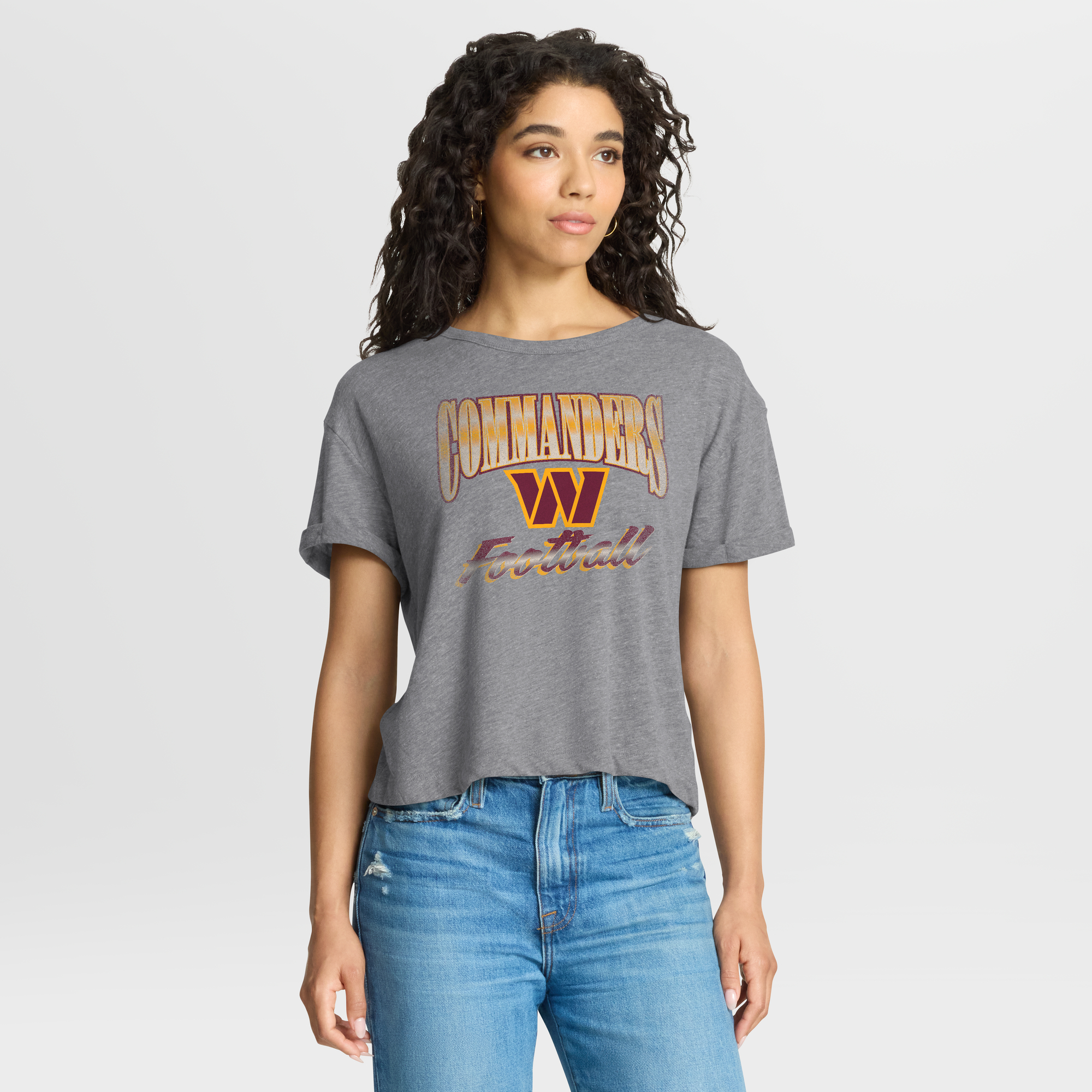 Fanatics Women's Heather Gray Washington Commanders Overplayed Tribute Tri-Blend Boxy T-Shirt - Heather Gray