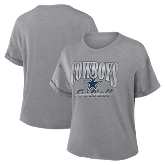 Women's Fanatics Heather Gray Dallas Cowboys Overplayed Tribute Tri-Blend Boxy T-Shirt