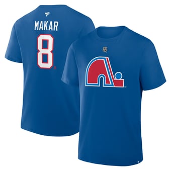 Men's Fanatics Cale Makar Blue Colorado Avalanche Authentic Stack Name & Number T-Shirt