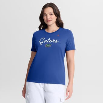 Women's Jordan Brand Royal Florida Gators Script Mantra Logo T-Shirt