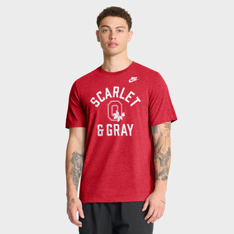 Men's Nike Heather Scarlet Ohio State Buckeyes Legacy Mantra Tri-Blend T-Shirt