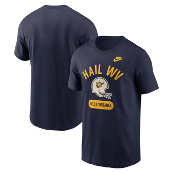 Men's Nike Navy West Virginia Mountaineers Legacy Arch Helmet T-Shirt