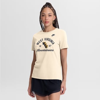 Women's Nike Natural West Virginia Mountaineers Legacy Team Name T-Shirt