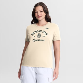 Women's Nike Natural Michigan State Spartans Legacy Team Name T-Shirt