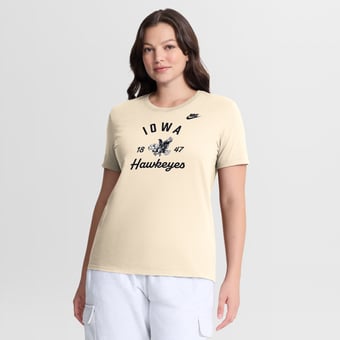 Women's Nike Natural Iowa Hawkeyes Legacy Team Name T-Shirt