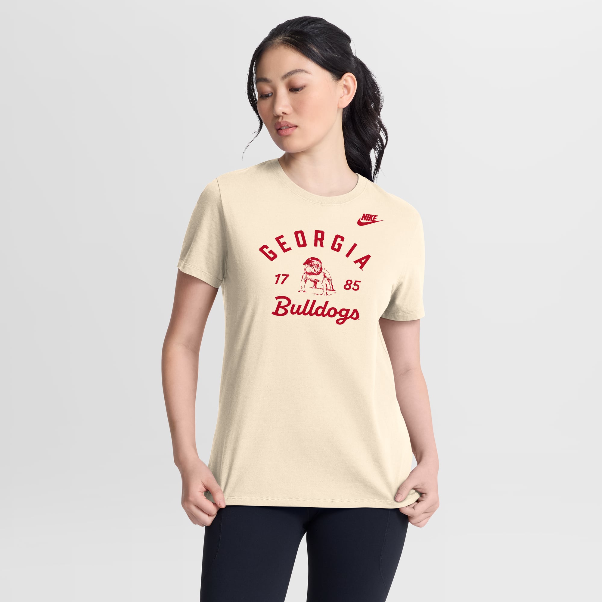 Women's Nike Natural Georgia Bulldogs Legacy Team Name T-Shirt