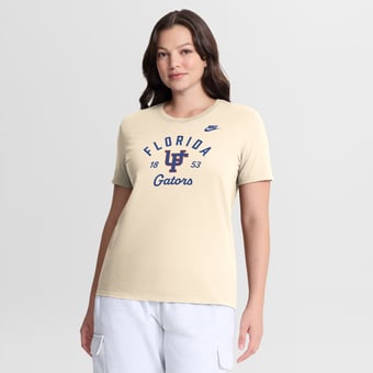 Women's Nike Natural Florida Gators Legacy Team Name T-Shirt