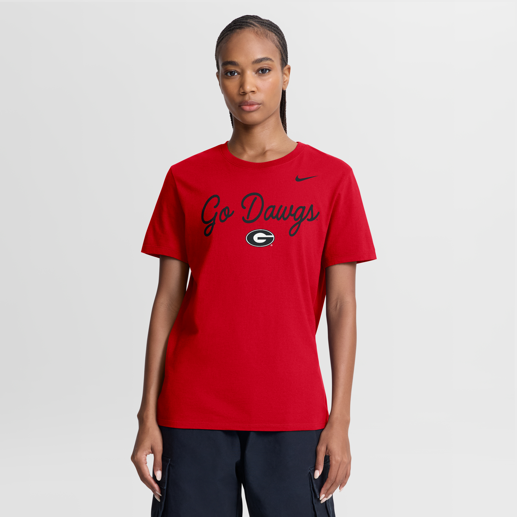 Women's Nike Red Georgia Bulldogs Script Mantra Logo T-Shirt