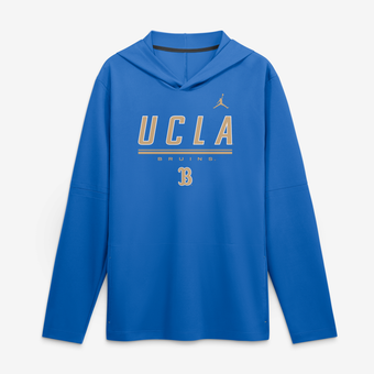 Men's Jordan Brand Blue UCLA Bruins 2026 Sideline Lightweight Long Sleeve Hooded Dri-FIT Top