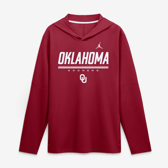 Men's Jordan Brand Crimson Oklahoma Sooners 2026 Sideline Lightweight Long Sleeve Hooded Dri-FIT Top