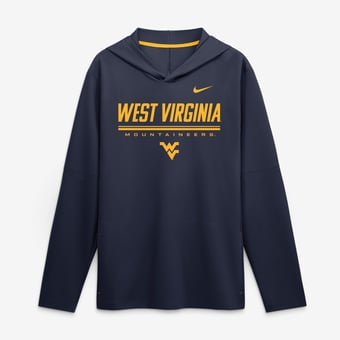 Men's Nike Navy West Virginia Mountaineers 2026 Sideline Lightweight Long Sleeve Hooded Dri-FIT Top