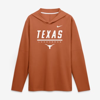 Men's Nike Texas Orange Texas Longhorns 2026 Sideline Lightweight Long Sleeve Hooded Dri-FIT Top